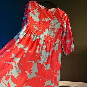 Bold Red & Blue Graphic Modern Fit & Flare Tent Dress Size Medium